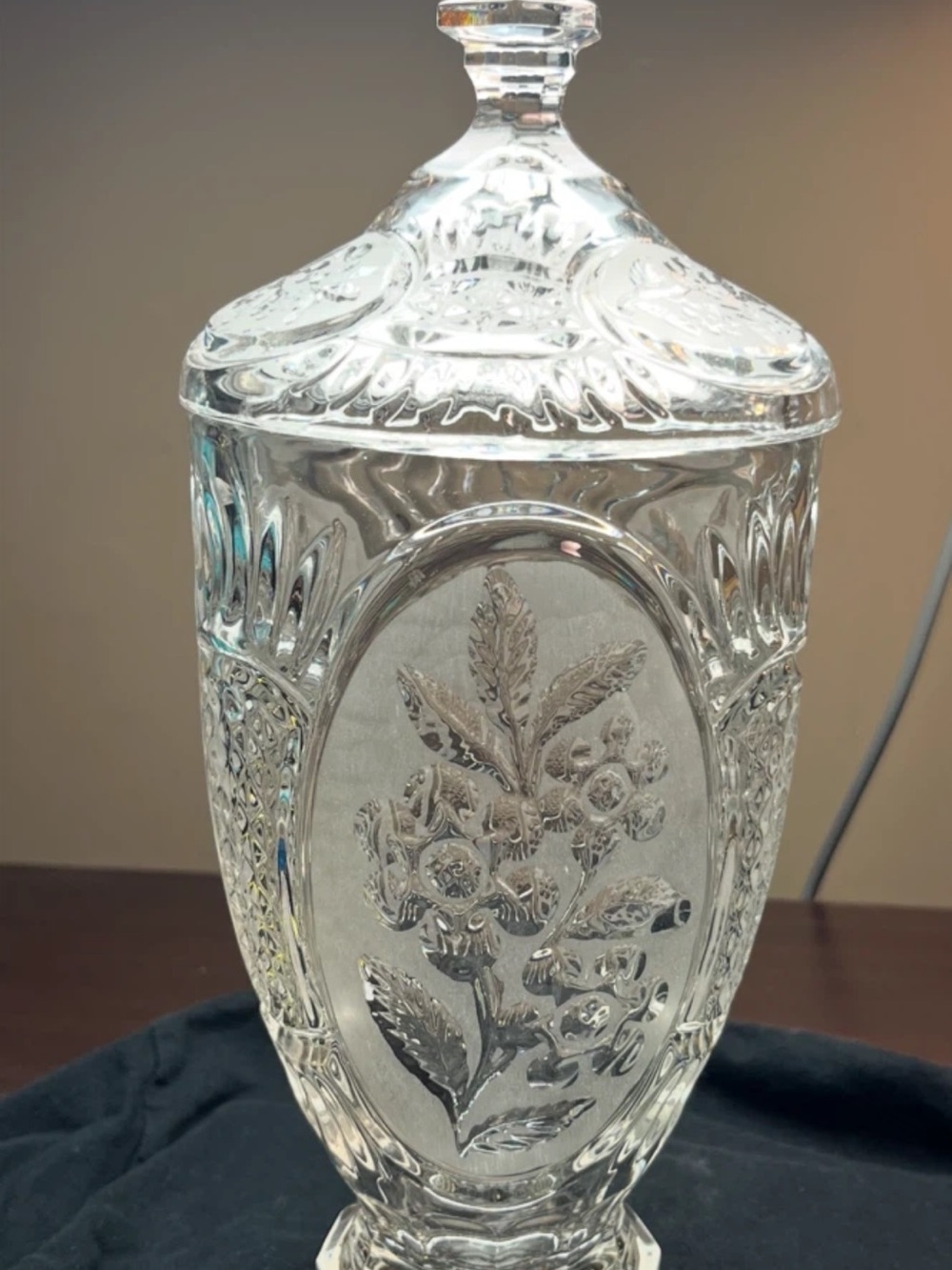 Clear Glass Decorative Lidded Urn -
